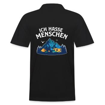 Ich Hasse Menschen - Männer Poloshirt - Schwarz - Hinten - Kai (181cm)