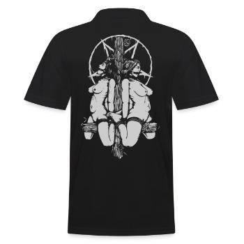 666 Satanistische Pentagramm liegend gefangen - Männer Poloshirt - Schwarz - Hinten - Kai (181cm)