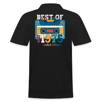 48. Geburtstag Mann Kassette Mai Jahrgang 1975 - Männer Poloshirt - Schwarz - Hinten - Kai (181cm)