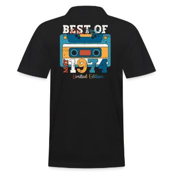 49. Geburtstag Mann Kassette Mai Jahrgang 1974 - Männer Poloshirt - Schwarz - Hinten - Kai (181cm)