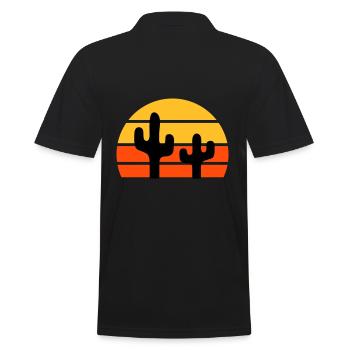 Two cacti in front of a half-sun - Men's Polo Shirt - black - Back - Kai (181cm)