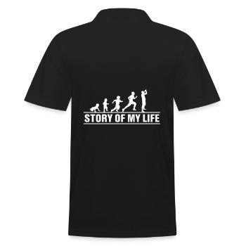 Trinker Evolution Die Geschichte meines Lebens - Männer Poloshirt - Schwarz - Hinten - Kai (181cm)