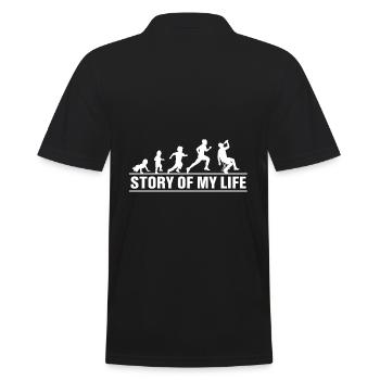 Saufen Evolution Die Geschichte meines Lebens - Männer Poloshirt - Schwarz - Hinten - Kai (181cm)