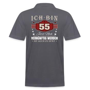 55. Geburtstag Spruch Vernünftig Werden - Männer Poloshirt - Anthrazit - Hinten - Nico (186cm)