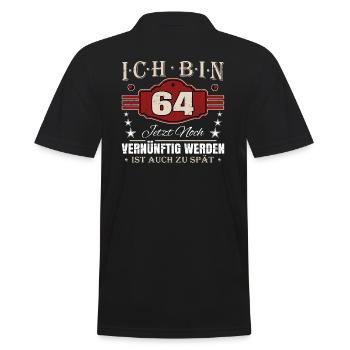 64. Geburtstag Spruch Vernünftig Werden - Männer Poloshirt - Schwarz - Hinten - Kai (181cm)