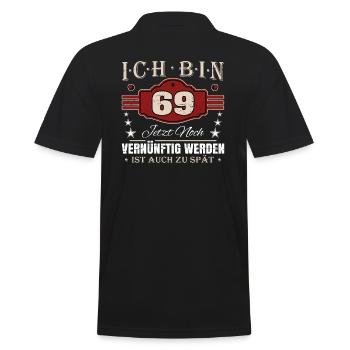 69. Geburtstag Spruch Vernünftig Werden - Männer Poloshirt - Schwarz - Hinten - Kai (181cm)