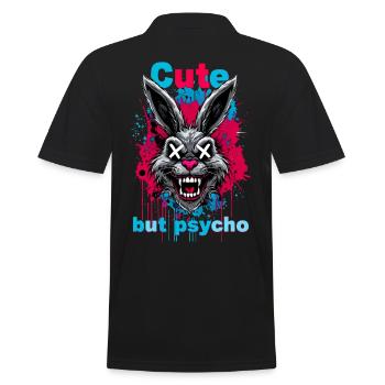 Cute But Psycho Hase - Männer Poloshirt - Schwarz - Hinten - Kai (181cm)