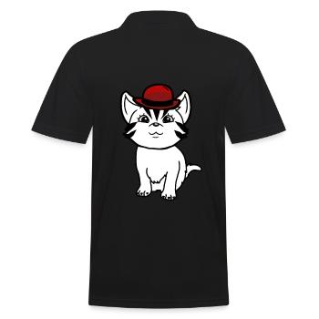 Gentleman Mister Cat Kitten Sir Cat Meow - Men's Polo Shirt - black - Back - Kai (181cm)
