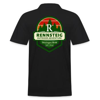 Rennsteig-Höhenweg des Thüringer Waldes - Männer Poloshirt - Schwarz - Hinten - Kai (181cm)