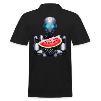 Wassermelone für den Roboter - Männer Poloshirt - Schwarz - Hinten - Kai (181cm)