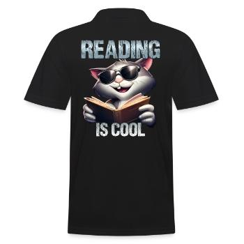 Reading is cool cat - Men's Polo Shirt - black - Back - Kai (181cm)