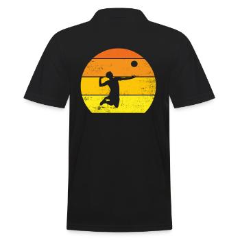 BEACH VOLLEY Original Geschenk Leidenschaft Volleyballspieler - Männer Poloshirt - Schwarz - Hinten - Kai (181cm)