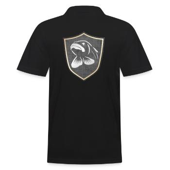 Hecht - Hechtangeln Wappen - Männer Poloshirt - Schwarz - Hinten - Kai (181cm)