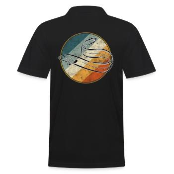 Aal Angeln Retro - Männer Poloshirt - Schwarz - Hinten - Kai (181cm)