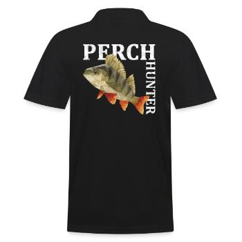 Barsch Angeln - Männer Poloshirt - Schwarz - Hinten - Kai (181cm)