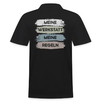 Meine Werkstatt - Männer Poloshirt - Schwarz - Hinten - Kai (181cm)