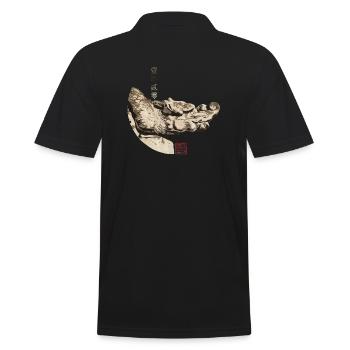 Chinesischer Drache im Himmelstempel_Chi 1420 - Männer Poloshirt - Schwarz - Hinten - Kai (181cm)