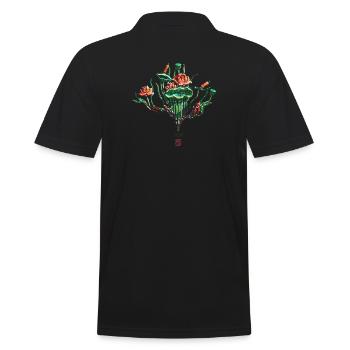 Chinesisch_Blumen in the Forbidden Stadt_Lotus1420 - Men's Polo Shirt - black - Back - Kai (181cm)