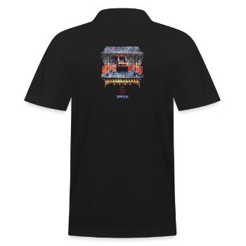 Chinesisch_Architektur_Himmelstempel_Huangqian - Männer Poloshirt - Schwarz - Hinten - Kai (181cm)