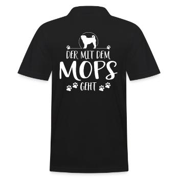 DER MIT MOPS GEHT Hunde Spruch Wilsigns - Männer Poloshirt - Schwarz - Hinten - Kai (181cm)
