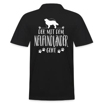 DER MIT NEUFUNDLÄNDER GEHT Hunde Spruch Wilsigns - Männer Poloshirt - Schwarz - Hinten - Kai (181cm)