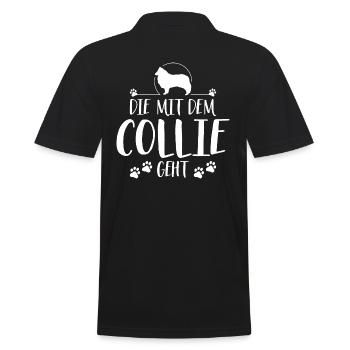 DIE MIT COLLIE Langhaar GEHT Hundespruch Wilsigns - Männer Poloshirt - Schwarz - Hinten - Kai (181cm)