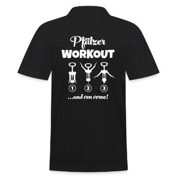 Pfälzer Workout Korkenzieher Weinfest Pfalz Shirt - Männer Poloshirt - Schwarz - Hinten - Kai (181cm)