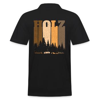 Holz Wald Silhouette Retro Shirt - Männer Poloshirt - Schwarz - Hinten - Kai (181cm)