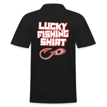 Lucky Fishing Shirt Angler Angeln - Männer Poloshirt - Schwarz - Hinten - Kai (181cm)
