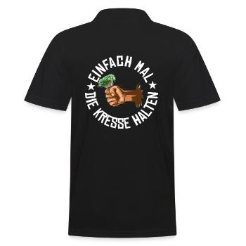 Einfach mal die Kresse halten - Männer Poloshirt - Schwarz - Hinten - Kai (181cm)