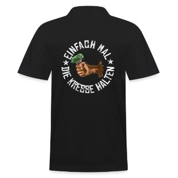 Einfach mal die Kresse halten - Männer Poloshirt - Schwarz - Hinten - Kai (181cm)