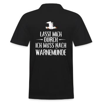 Lasst mich durch ich muss nach Warnemünde Möwe - Männer Poloshirt - Schwarz - Hinten - Kai (181cm)