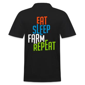 Eat Sleep Farm Repeat cool - Men's Polo Shirt - black - Back - Kai (181cm)