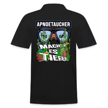 apnoetaucher oxygen apnoe tauchen schnorcheln - Männer Poloshirt - Schwarz - Hinten - Kai (181cm)