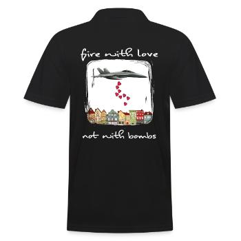 freiheit frieden antiwar solidarität no war - Männer Poloshirt - Schwarz - Hinten - Kai (181cm)