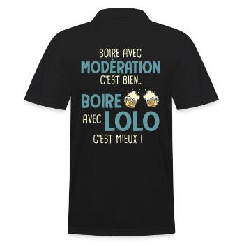 Laurent modération boire avec lolo c'est mieux - Polo Homme - noir - Dos - Kai (181cm)