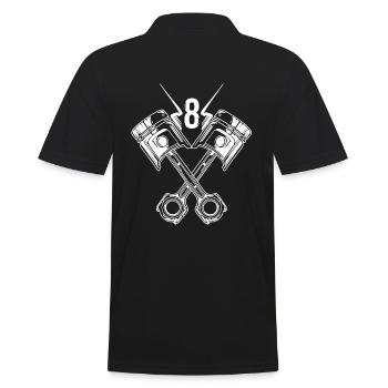 Moteur V8, muscle car, amateur de voiture - Polo Homme - noir - Dos - Kai (181cm)