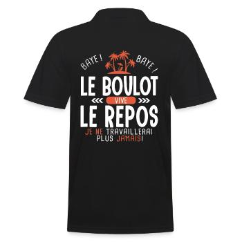 Cadeau retraite Humour retraite fini le travail - Polo Homme - noir - Dos - Kai (181cm)