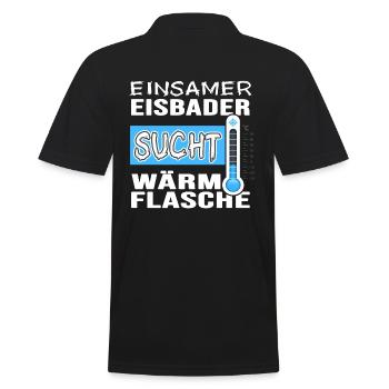 Single Eisbader Flirt beim Winterschwimmen - Männer Poloshirt - Schwarz - Hinten - Kai (181cm)