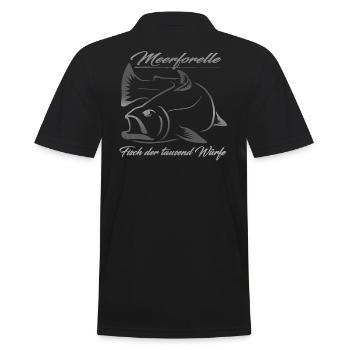 Meerforelle - Fisch der tausend Würfe - Männer Poloshirt - Schwarz - Hinten - Kai (181cm)