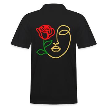 Face rose - Men's Polo Shirt - black - Back - Kai (181cm)