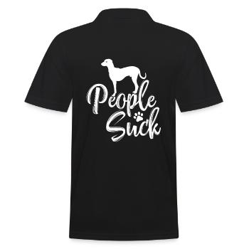 Ich liebe meinen Black Mouth Cur - "People Suck" - Männer Poloshirt - Schwarz - Hinten - Kai (181cm)