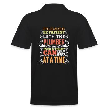 Klempner Spruch Lustig Geschenk - Männer Poloshirt - Schwarz - Hinten - Kai (181cm)