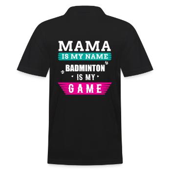 Badminton Mama Saying - Men's Polo Shirt - black - Back - Kai (181cm)