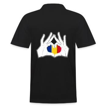 Romania Hand Heart Flag - Men's Polo Shirt - black - Back - Kai (181cm)