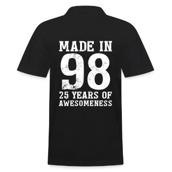 Hergestellt in 1998 "25 Jahre der Faszination" - Männer Poloshirt - Schwarz - Hinten - Kai (181cm)
