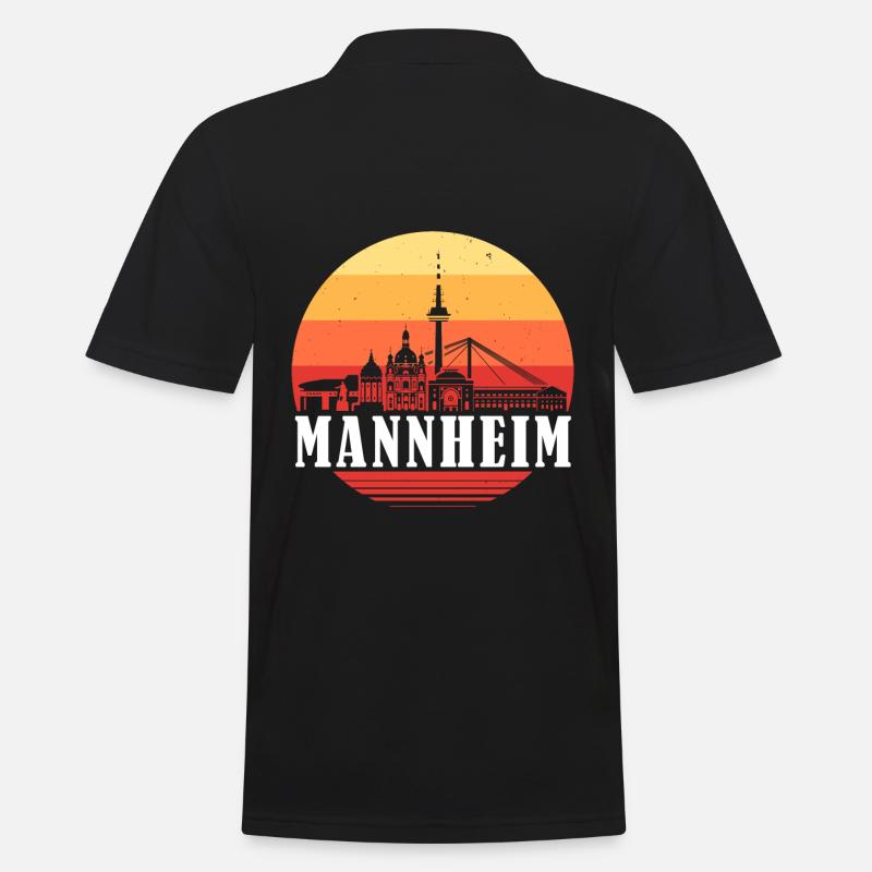 Mannheim Retro Skyline - Männer Poloshirt - Schwarz