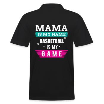 Basketball Mama Spruch - Männer Poloshirt - Schwarz - Hinten - Kai (181cm)