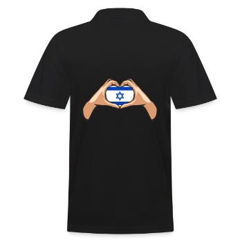 Israel Handherz Flagge Herz - Männer Poloshirt - Schwarz - Hinten - Kai (181cm)