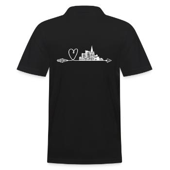Bonn Skyline Mit Pfeil und Herz - Männer Poloshirt - Schwarz - Hinten - Kai (181cm)